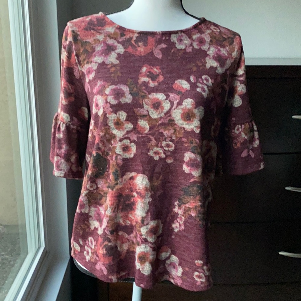 Moa Moa L ladies top flared 3/4 sleeves